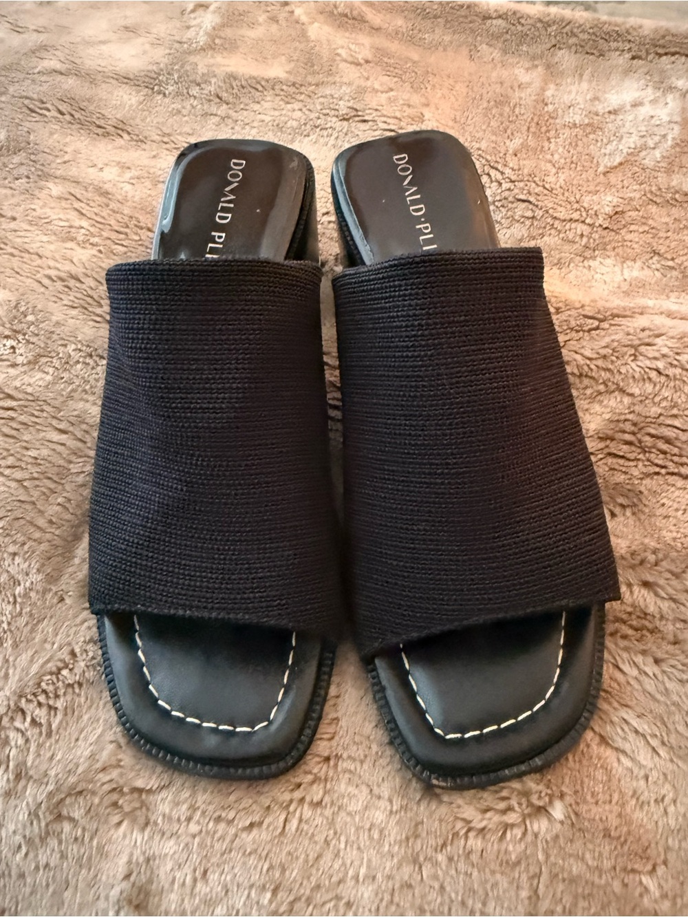 Donald J. Pliner Black Knit Slide Mules